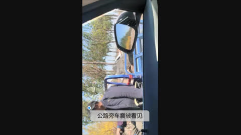 大白天马路边车震被路人发现 为了刺激下车后入 车来车往爽